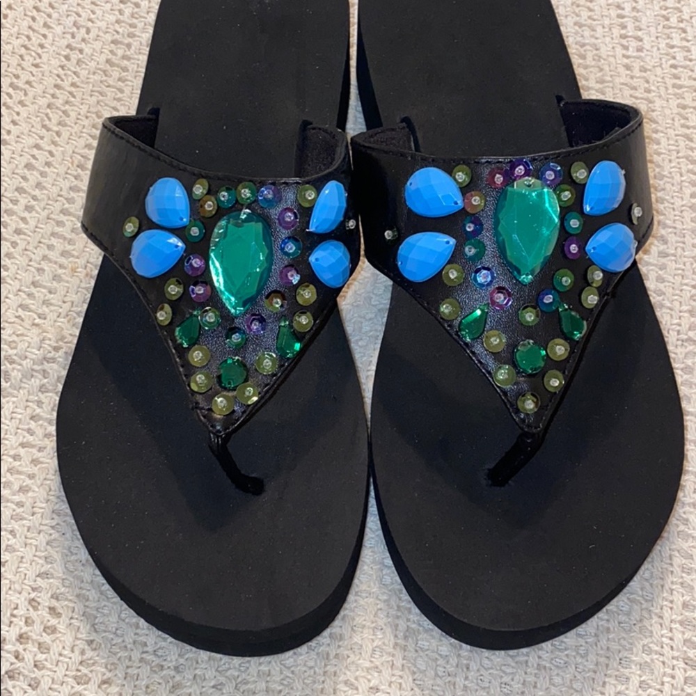 NEW! Boutique Jeweled Flip Flops